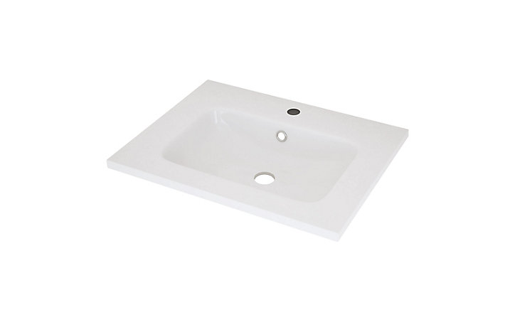 Meuble sous vasque à suspendre Urban blanc cassé 60 cm + plan vasque en résine blanc + niche blanche 30 cm