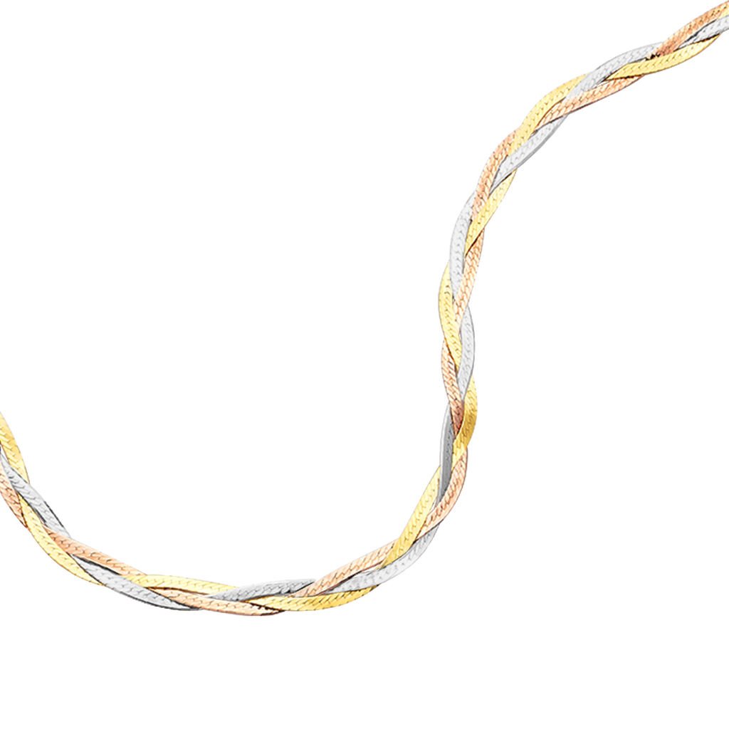 Collier Jasmin Tresse 3 Fils Or Tricolore