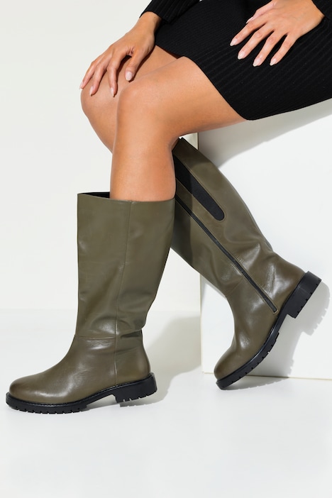 Lederstiefel, XXL-Schaft, Weite H
