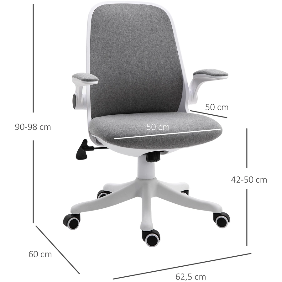 Vinsetto Bürostuhl mit Wippfunktion höhenverstellbar Grau+Weiß
