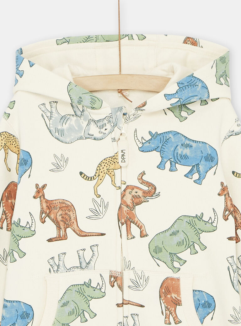 Gilet crème à imprimé animaux garçon