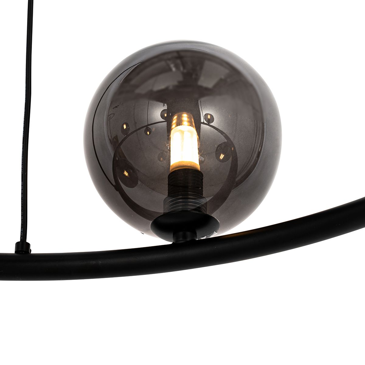 Hanglamp zwart met smoke glas rond 8-lichts - Monaco