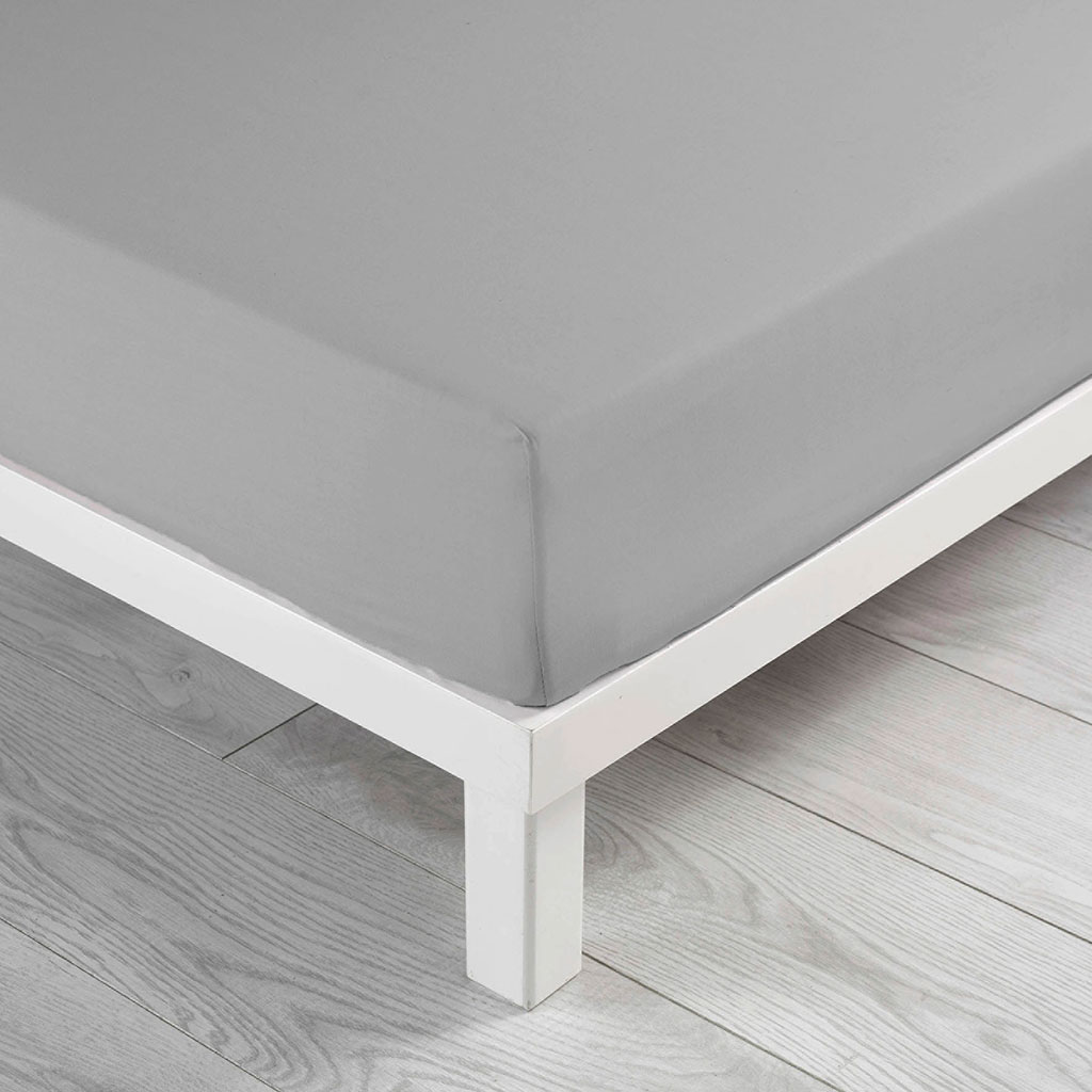 Drap housse coton lavé LINETTE gris 160x200cm