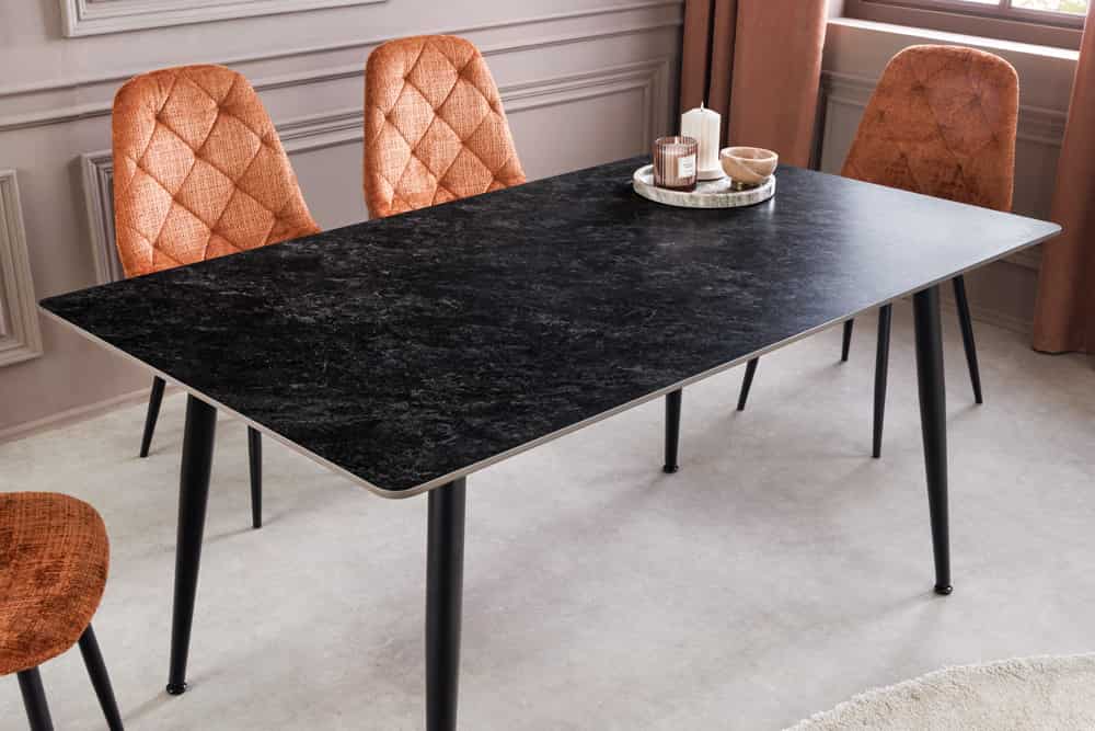 Moderner Esstisch MILANO 120cm anthrazit Keramik schwarze Metallbeine