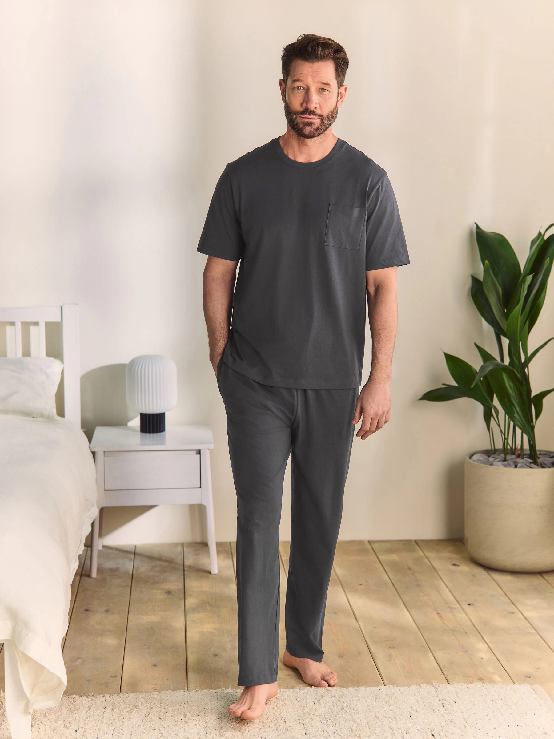 Leisteen grijs - Lange jersey pyjama