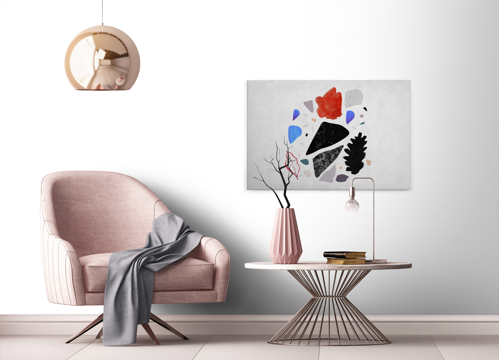 Leinwandbild MOSAIK - grau-schwarz - 90x60 cm