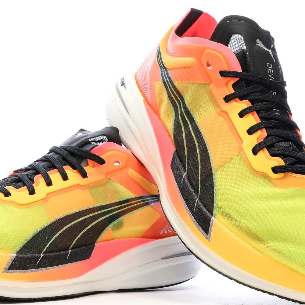 Puma Chaussures de Running Jaune/Rose Homme Puma Deviate Nitro Elite Fireglow
