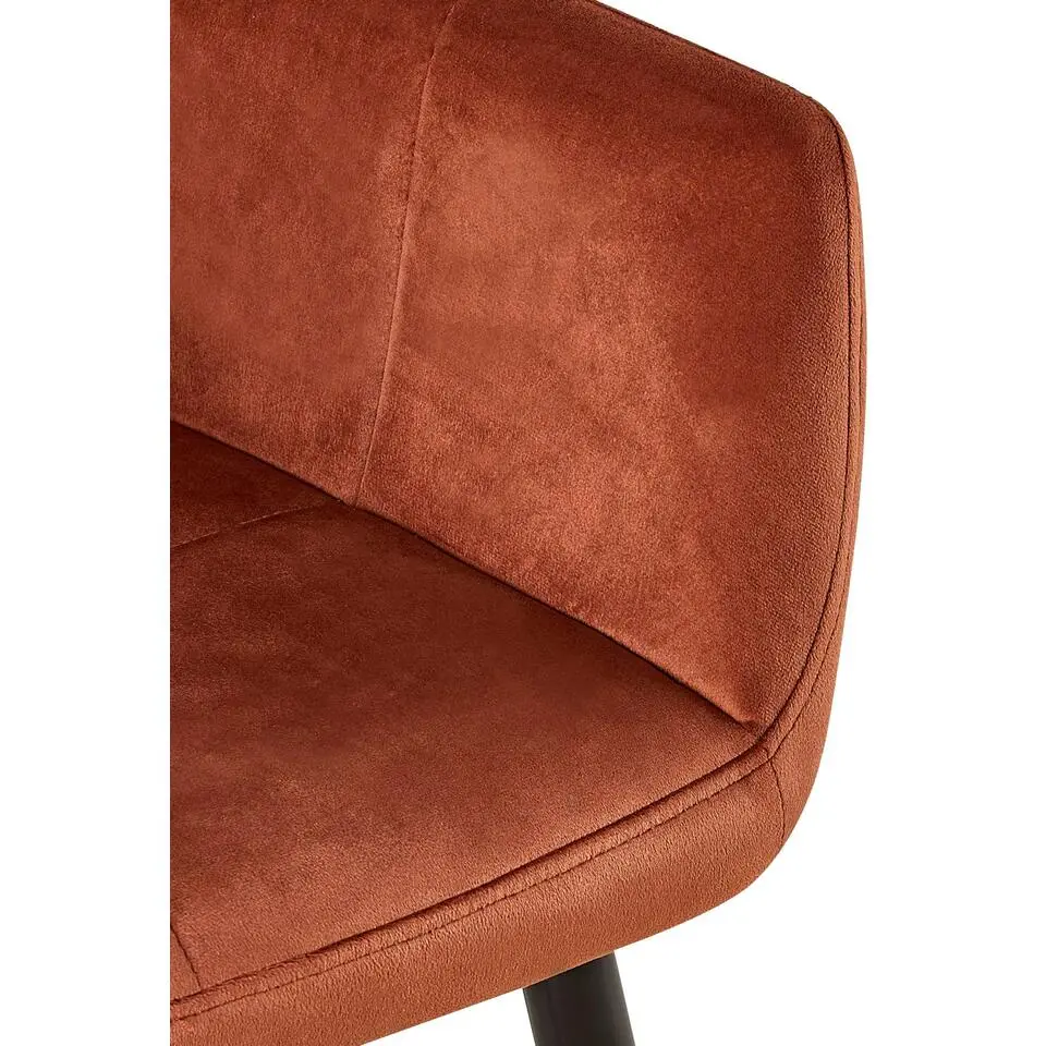 CLP Eetkamerstoel Emia zwart Frame - Fluweel - bruin