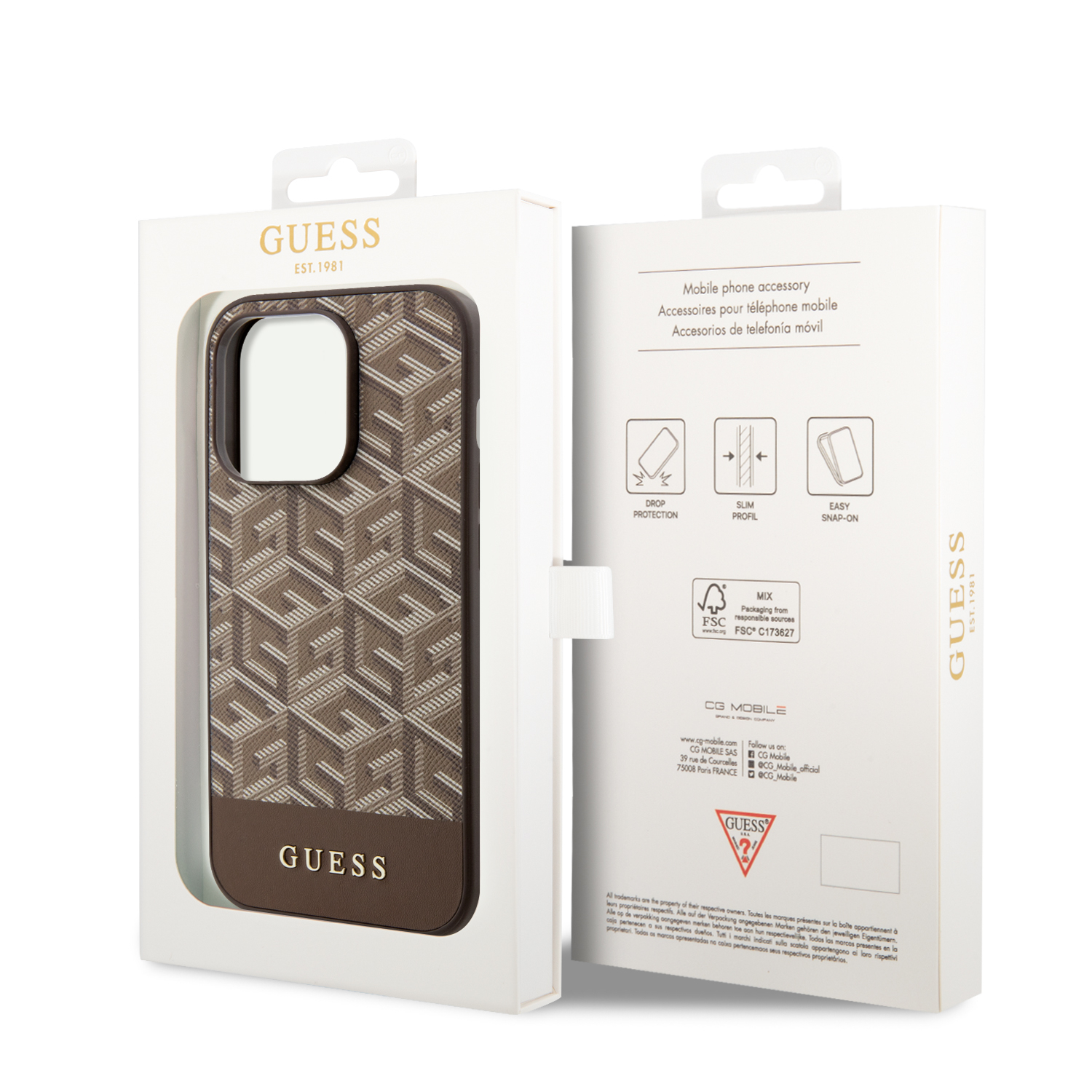 iPhone 14 Pro MagSafe Leder Hardcase Hülle GCube Stripes (GUHMP14LHGCFSEW) - Braun