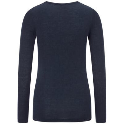 Damen-Langarmshirt Wolle-Seide, Dunkelblau