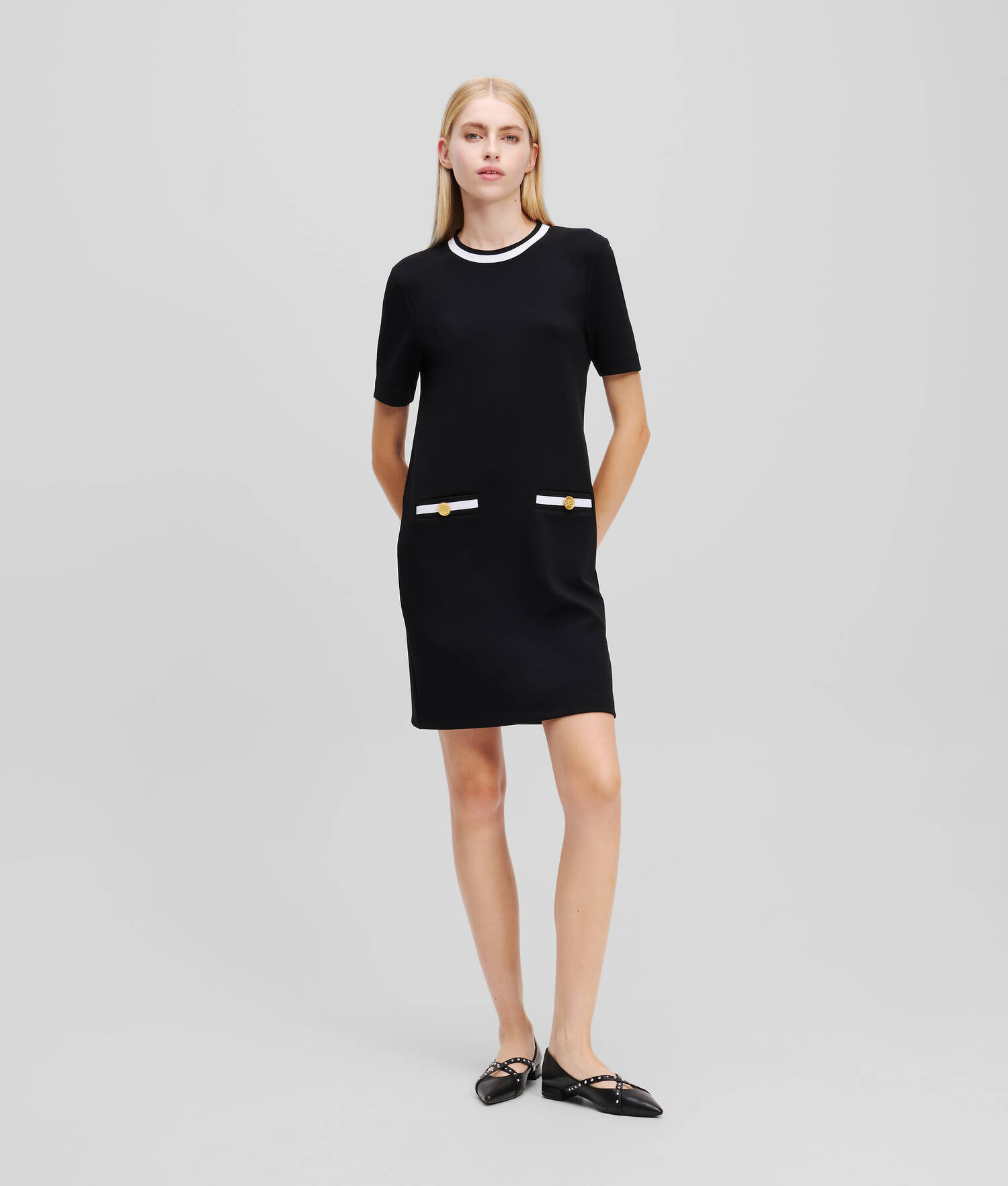 ROBE T-SHIRT KARL ESSENTIAL - Blanc/Noir