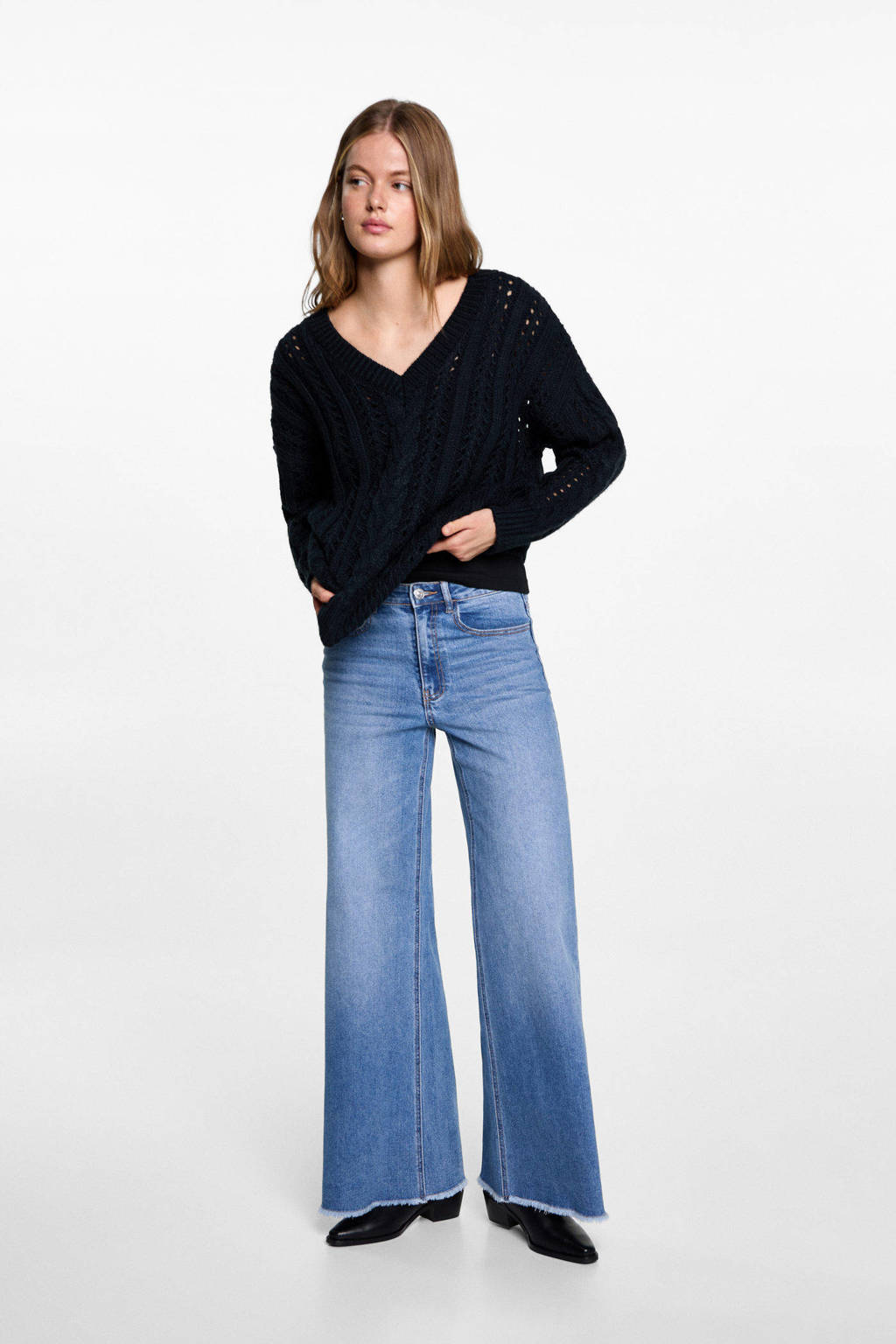 MANGO TEEN trui marine grof gebreid