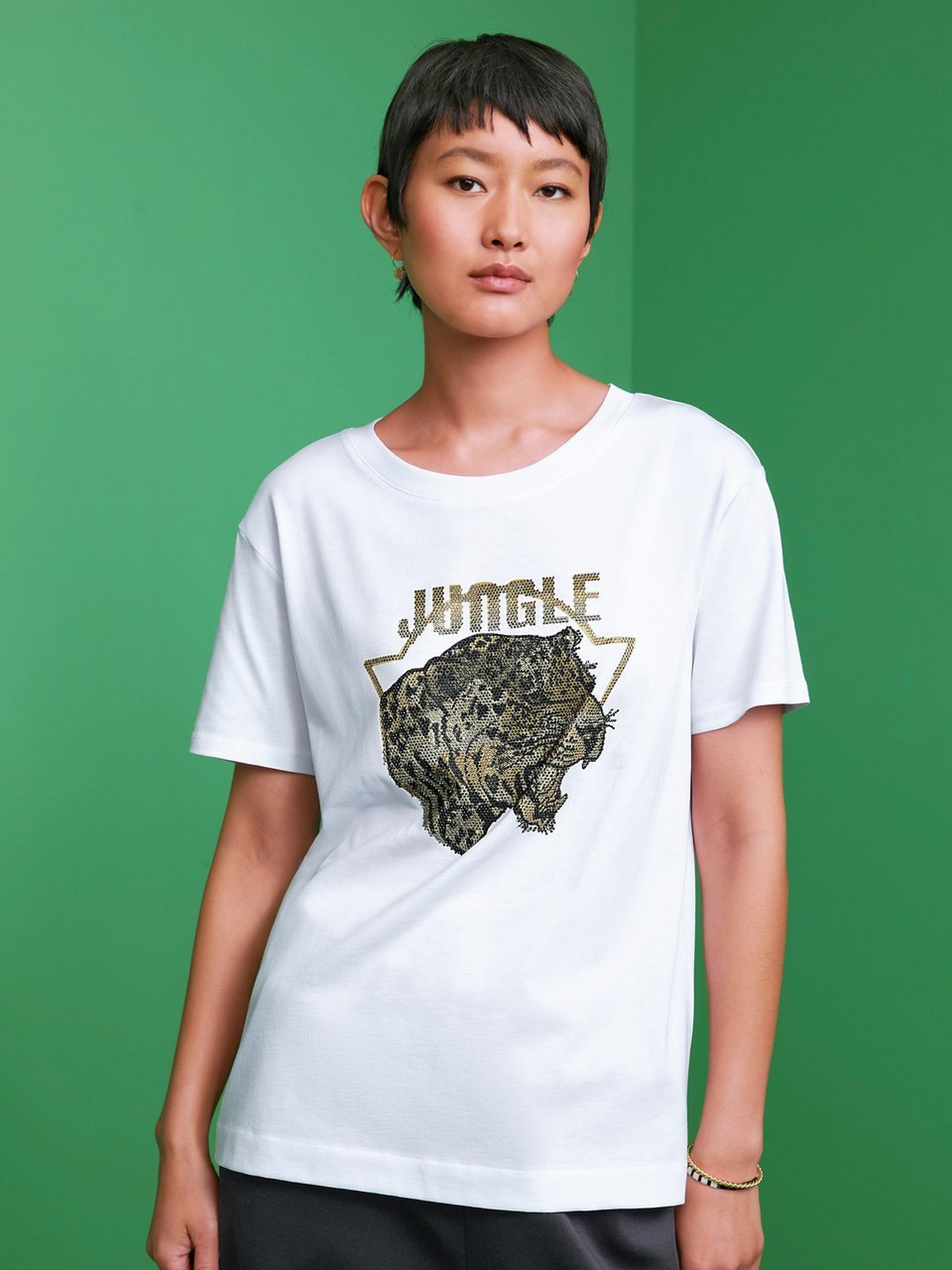 Rundhals-Shirt mit 1/2-Arm