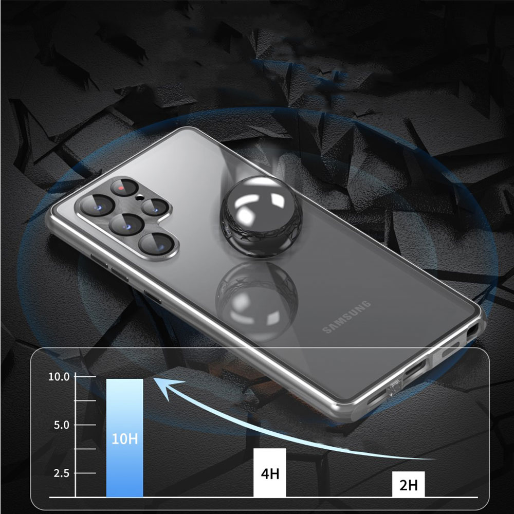 Samsung Galaxy S23 Ultra 5G Magnetische Alu Schutzhülle mit Panzer Glas Backcover   Display- / Kameraglasschutz (Verschlussmechanismus) - Gold