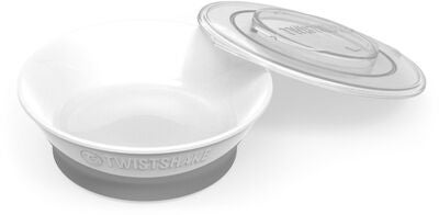 Twistshake Dyp Tallerken med Lokk, Hvit
