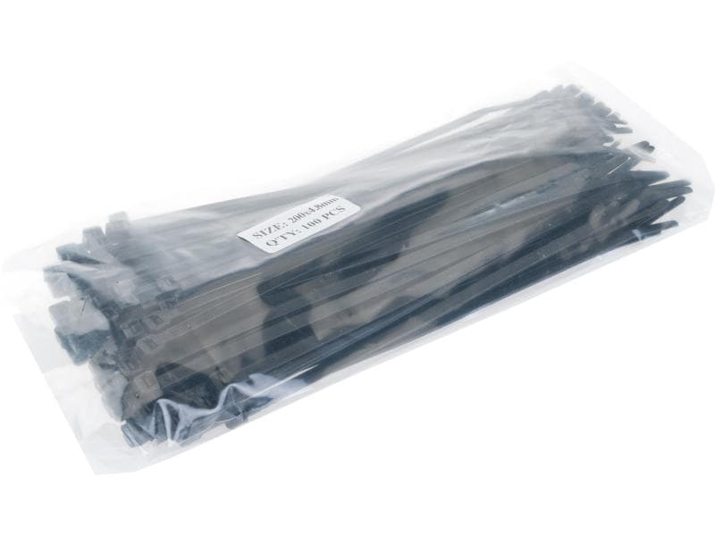VR-Technics Kabelbinder Schwarz 200 mm x 4.8 mm Packung à 100 Stück