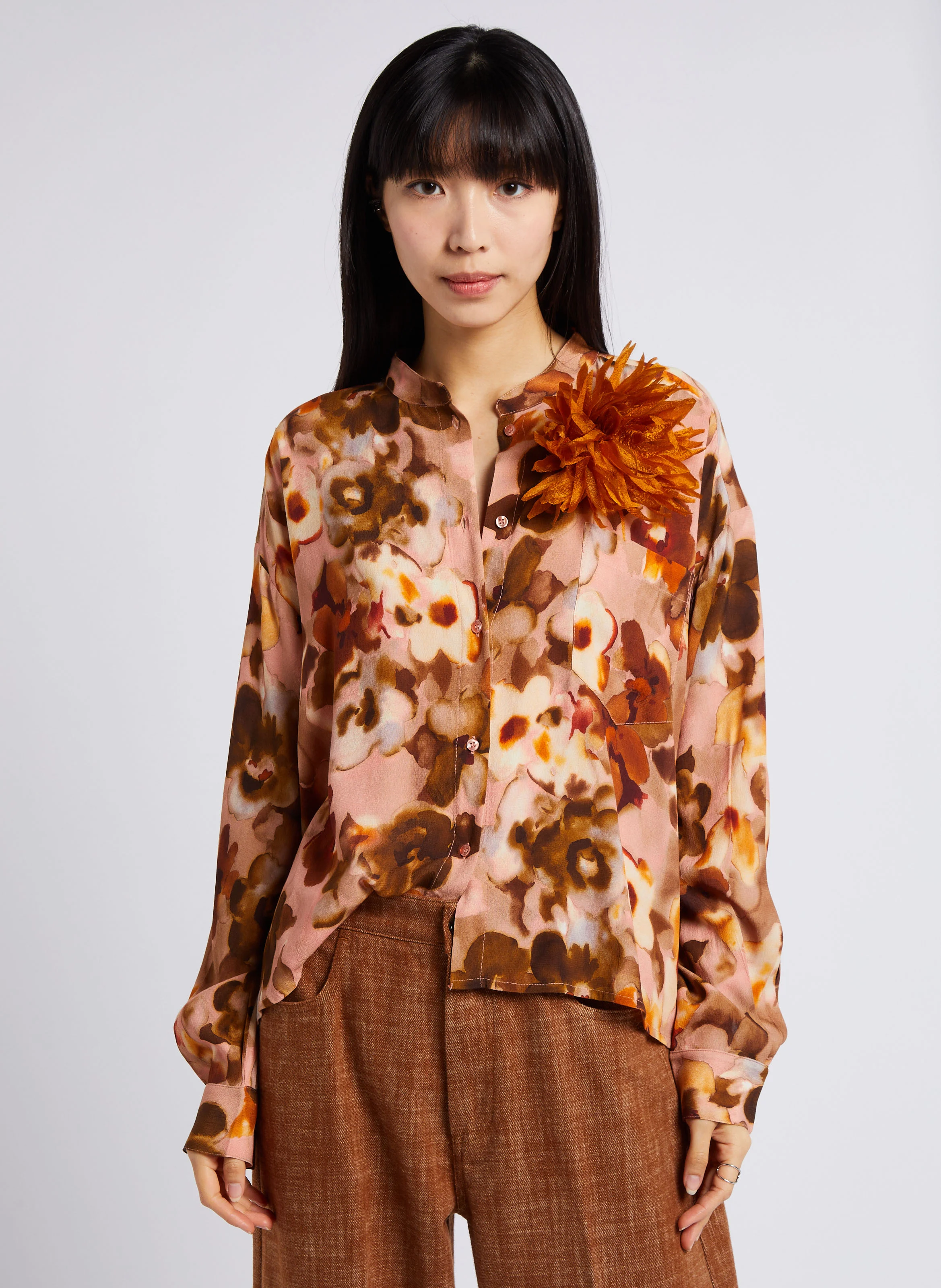 ILIA - Chemise ample à col rond| Rose