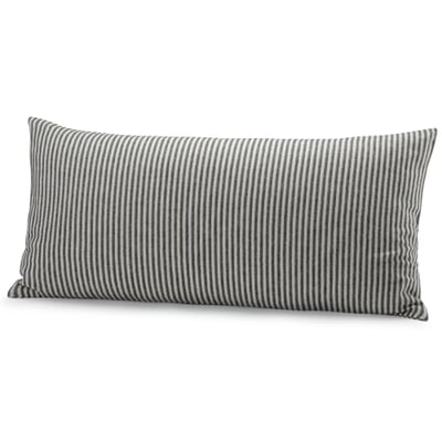 Kopfkissenbezug Flanell gestreift, Schwarz-Natur, 40 × 80 cm
