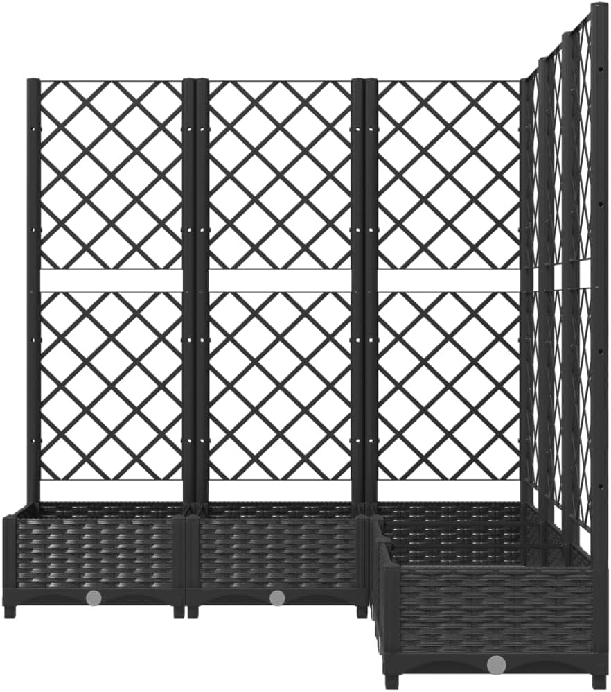 vidaXL Pflanzkübel mit Rankgitter Blumenkübel Pflanzkasten Blumentopf Blumenkasten Rankhilfe Spalier Gartenspalier Schwarz 120x120x121,5cm PP