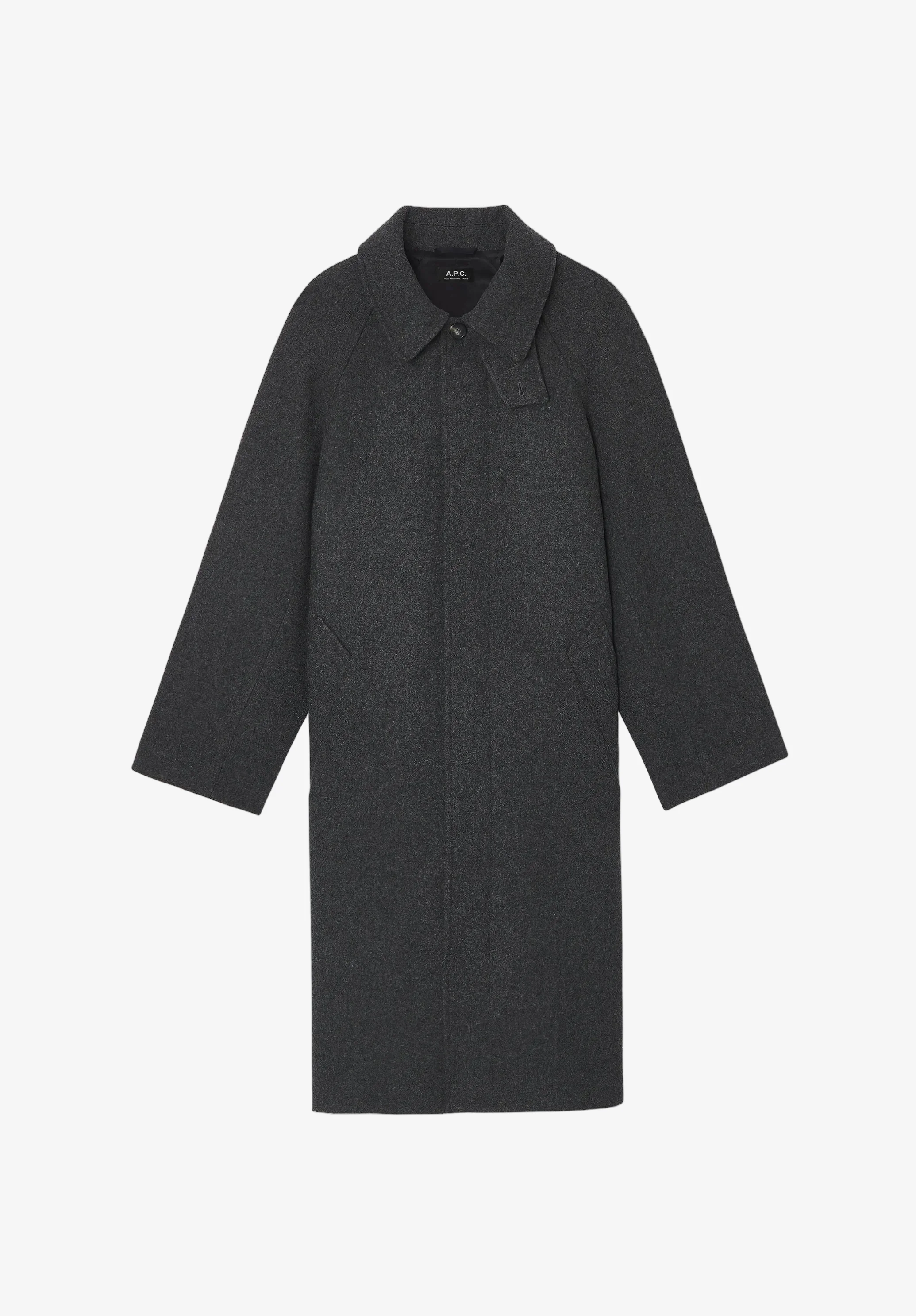 Manteau oversize uni manches raglan - Anthracite chine