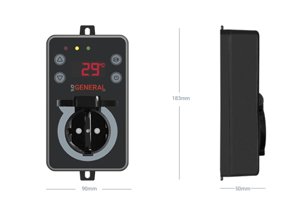 (90x183mm) Digitales Gewächshaus Thermostat GH600 Temperatur Regulierung / Steuerung IPX4 (BG3006) - Schwarz