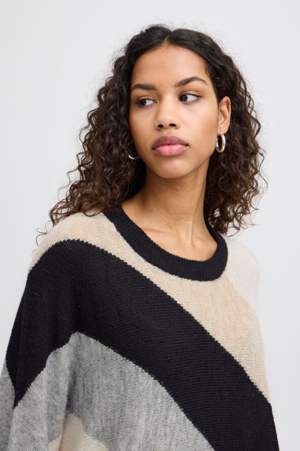 ICHI IHKAMARA LS SHORT2 Black striped
