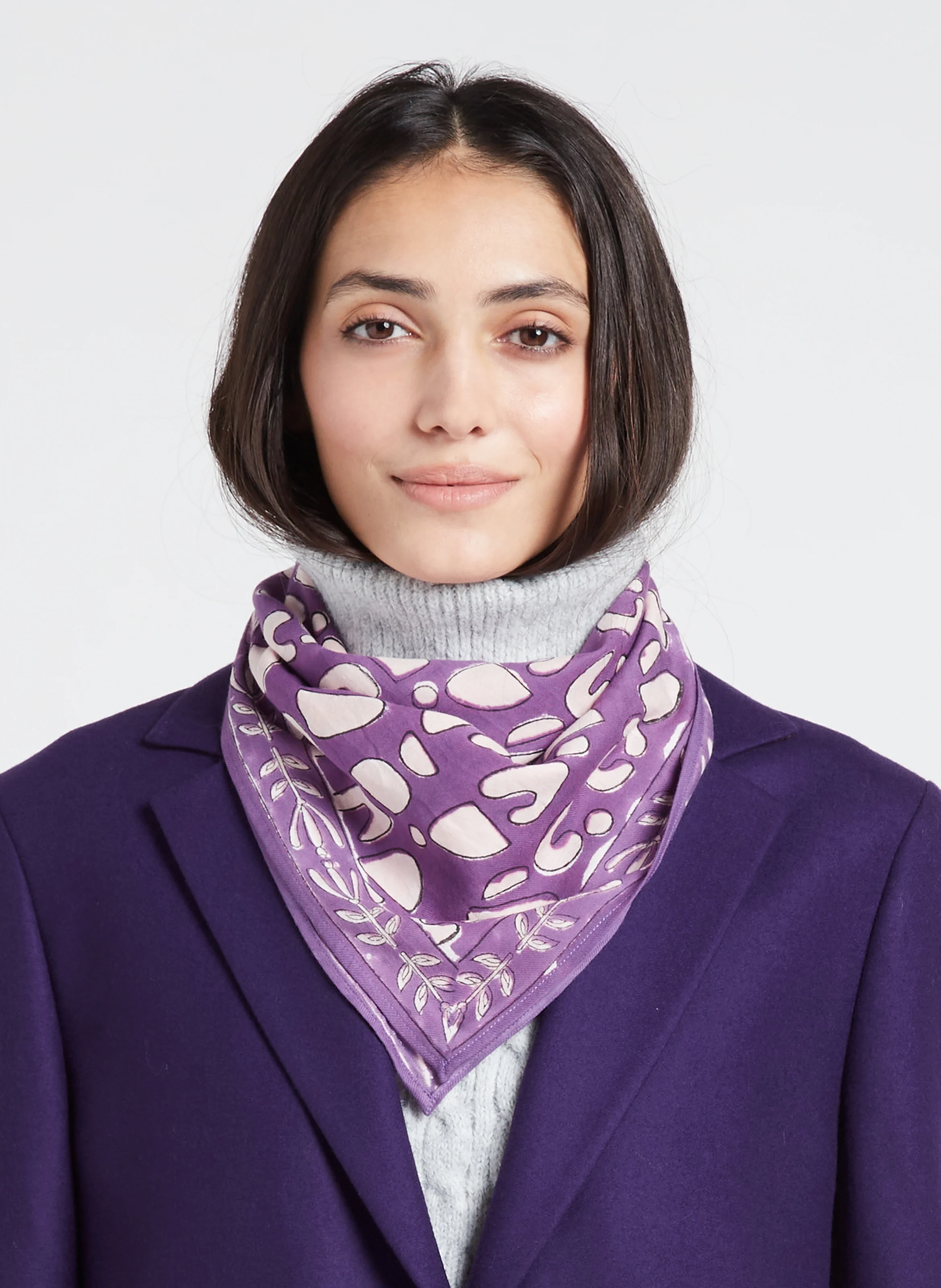 MANIKA - Foulard en coton imprimé | Violet