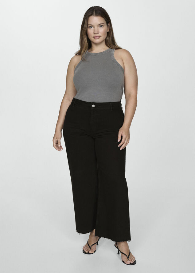 MANGO Catherin culotte high rise jeans Open grey