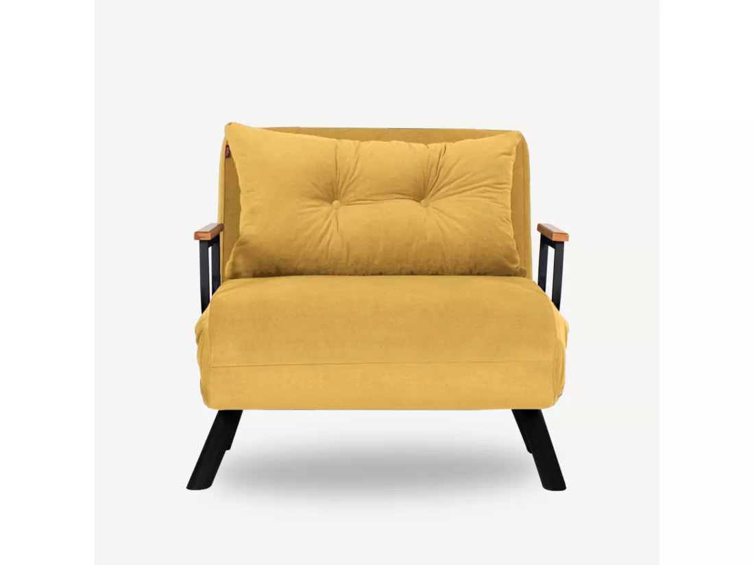 Fauteuil convertible Yolanda Métal Noir et Tissu Jaune