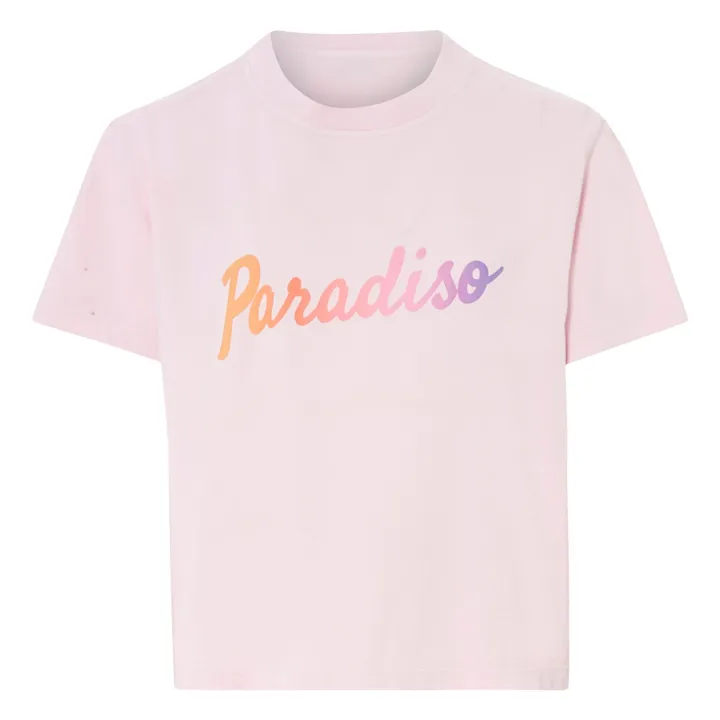 Alma Deia T-shirt Boxy Imprimé Paradiso Coton Bio | Rose bonbon