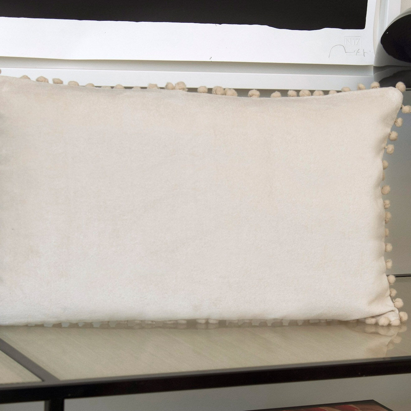 Febronie Housse de coussin en velours Avoriaz grège - 50x30 cm