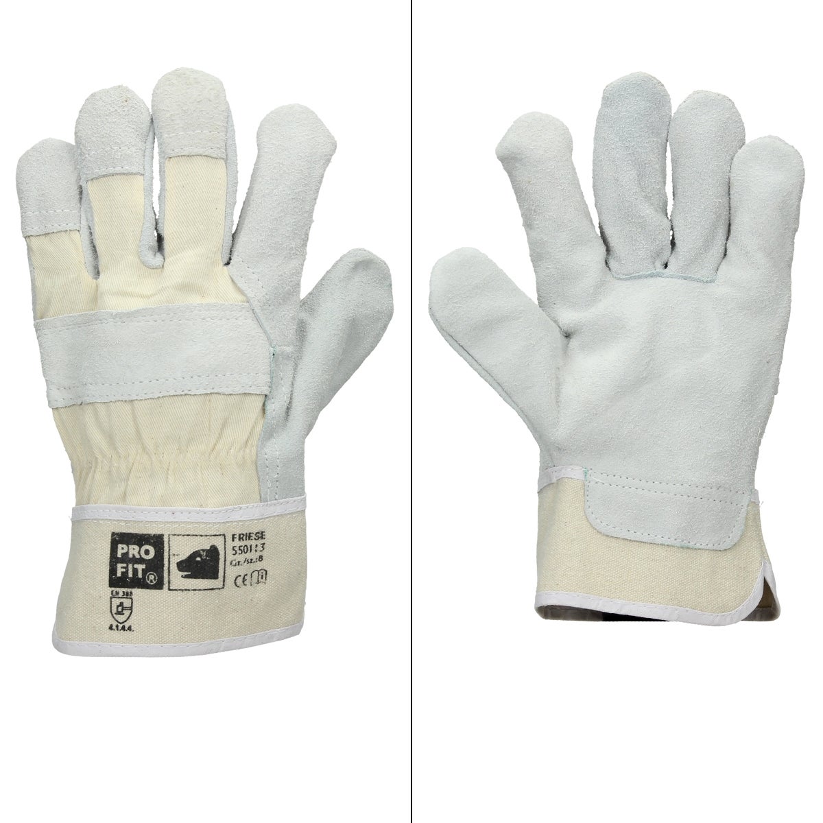 ECD Duitsland 48 paar Pro-Fit® Split Rundleer Handschoenen, Maat 10 / XL - Naturel - Canvas Manchet - Leren Werkhandschoenen, Split Rundleer Beschermende Handschoenen, Tuinhandschoenen, Handbeschermingshandschoenen - Aantal Selecteerbaar