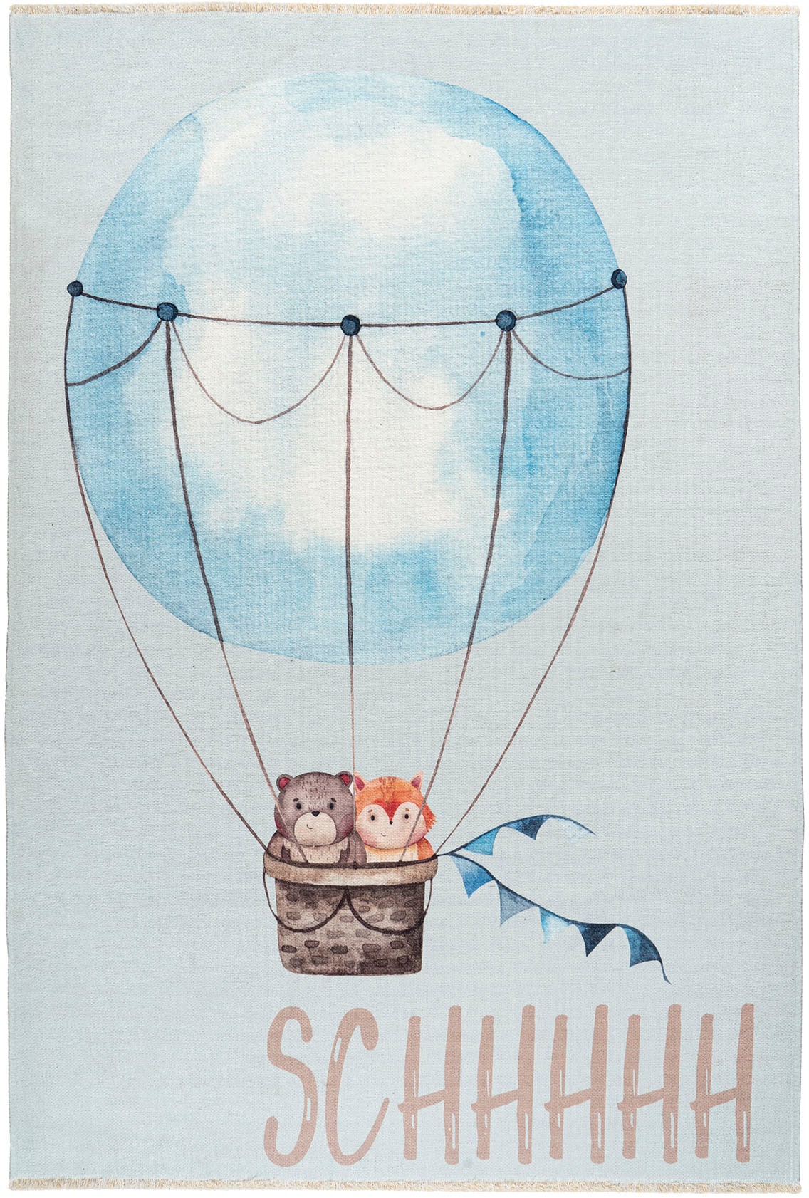 Obsession Kinderteppich »My Greta 601« rechteckig 6 mm Höhe Kurzflor, Motiv Heissluftballon, mit Fransen, Kinderzimmer