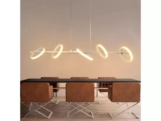 NETTLIFE Lampe à suspension LED moderne 31 W avec anneaux amovibles rotatifs blanc chaud 3000 K