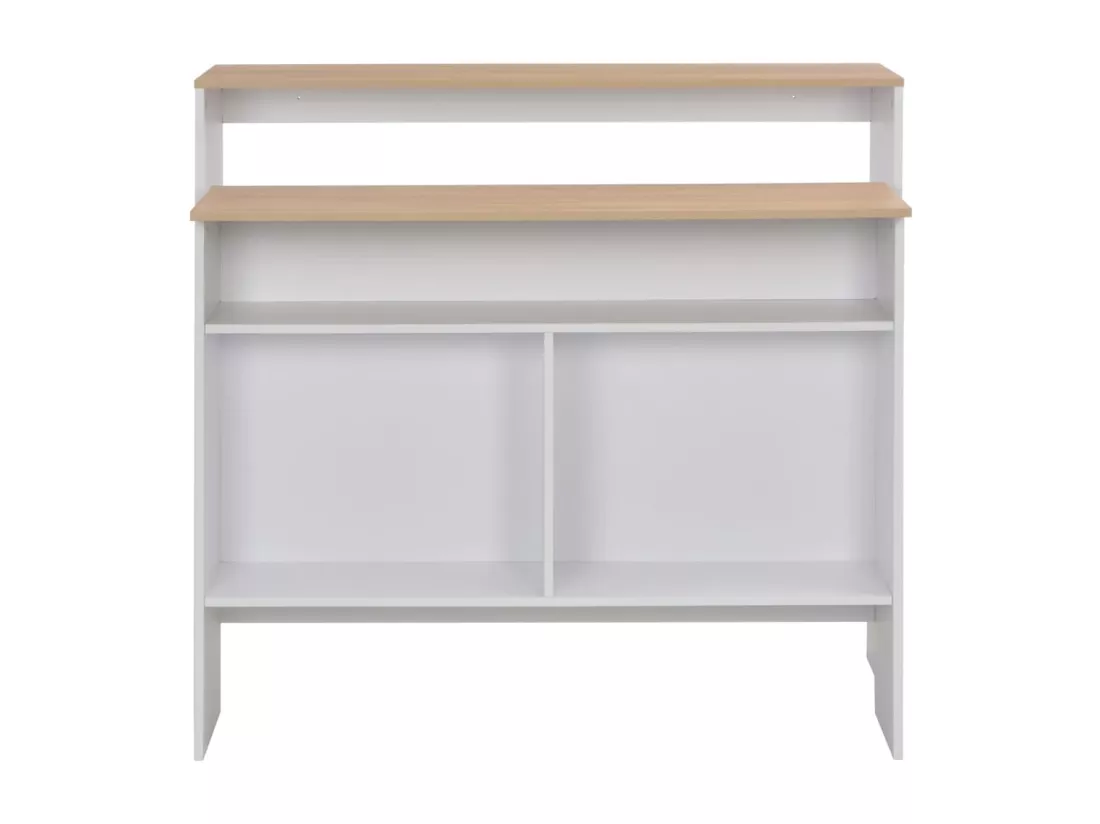 Table de bar avec 2 dessus de table Blanc et chêne 130x40x120cm