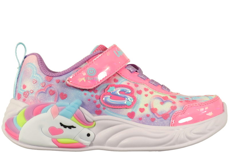 SKECHERS S LIGHT UNICORN DREAM - HEART SPRKLES SKO I PINK TEKSTIL