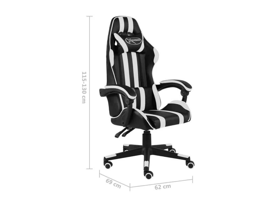 Fauteuil de jeux vidéo Noir et blanc Similicuir