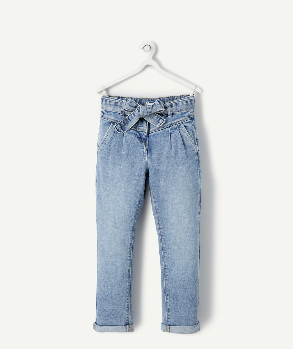 JEAN MOM FILLE EN DENIM LOW IMPACT BLEU AVEC CEINTURE