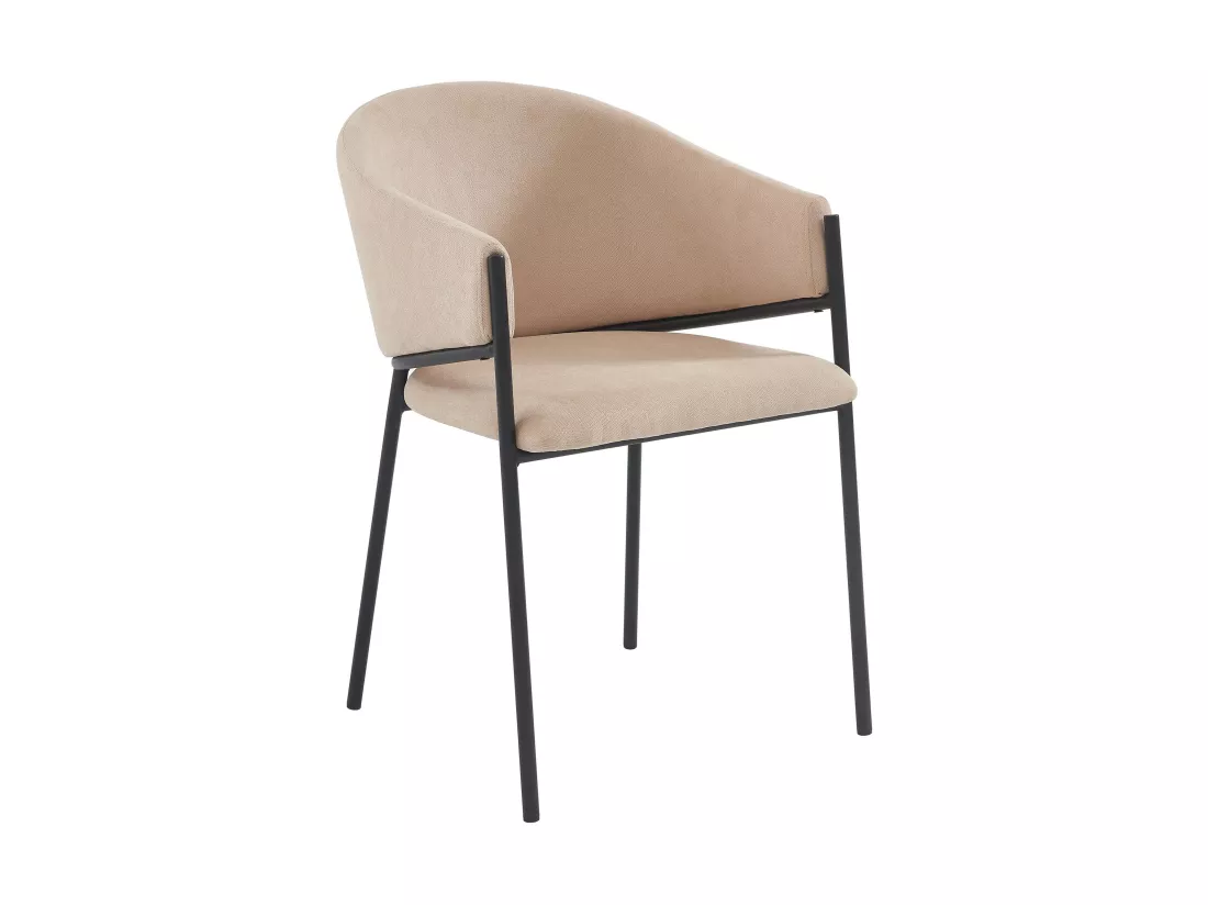 Lot de 2 chaises avec accoudoirs en tissu et métal noir - Beige - ORDIDA de Pascal MORABITO