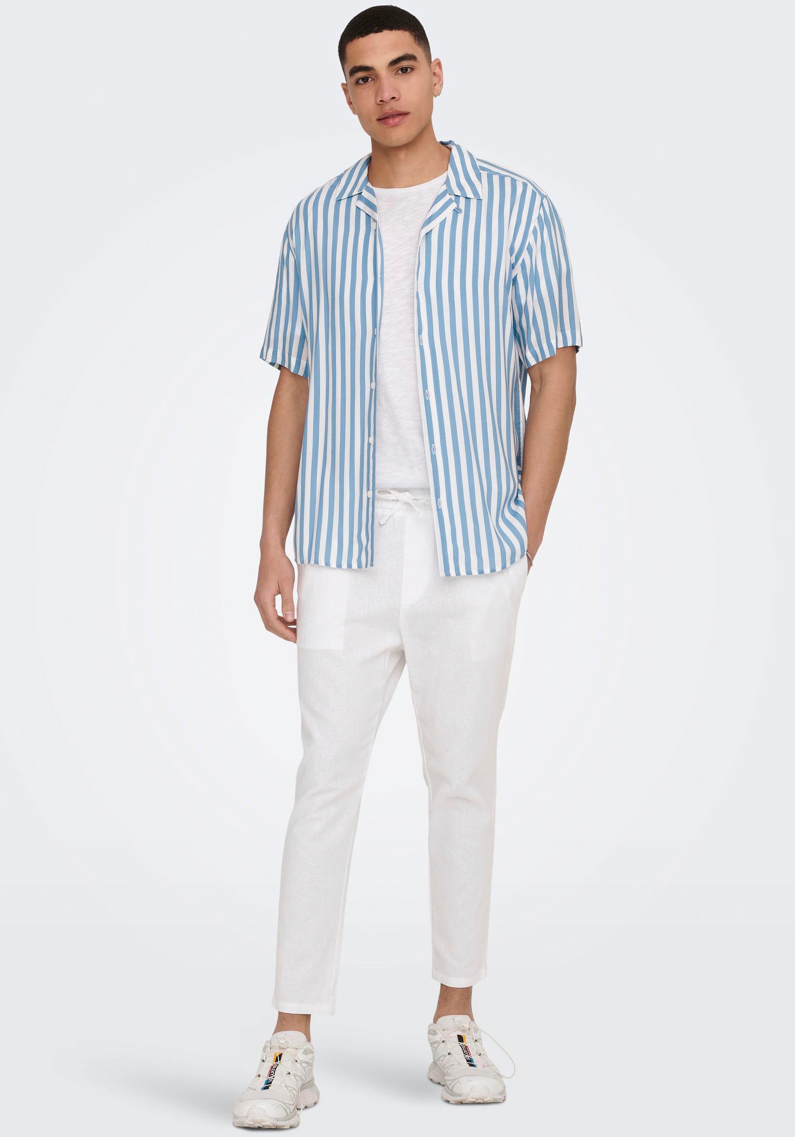 ONLY & SONS Stoffhose »ONSLINUS CROP 0007 COT LIN PNT NOOS«  mit Leinen