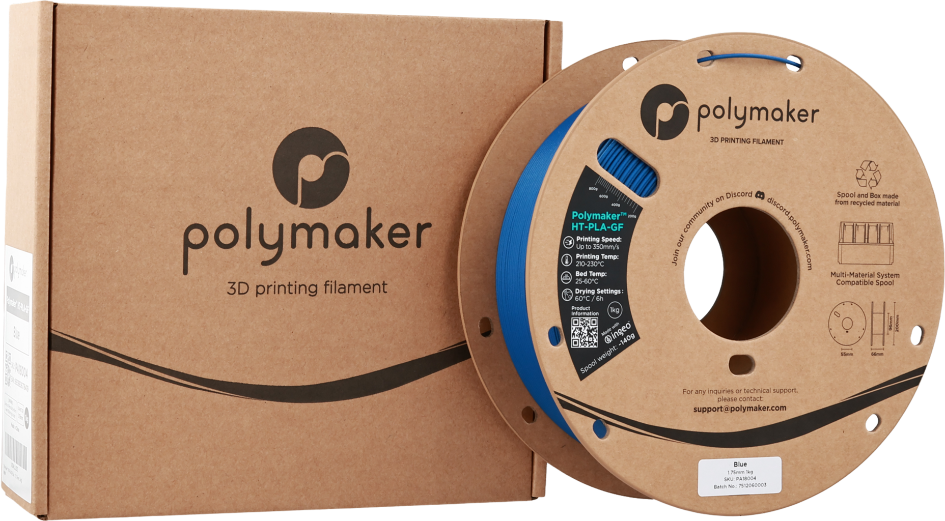 Polymaker  HT-PLA-GF Blue, 1,75 mm / 1000 g    Hitzestabiles & temperaturbeständiges Hochleistungs-PLA für anspruchsvolle Anwendungen in Blue