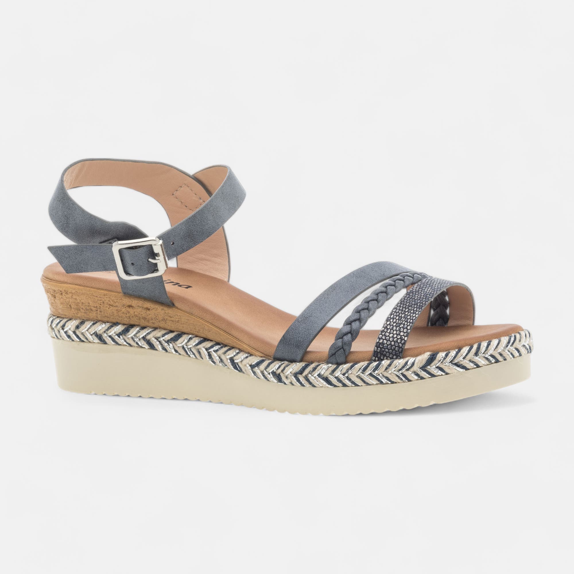 Sandales à talon compensé Femme bleu