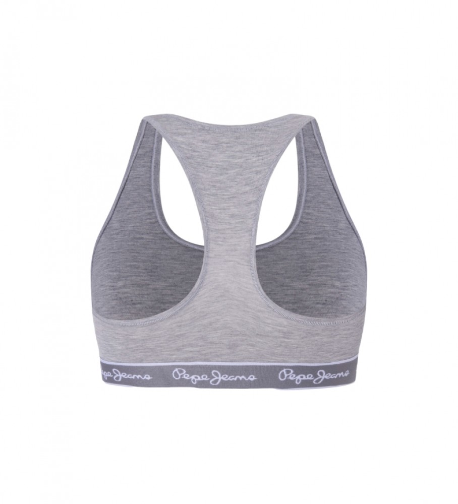 Sutiã esportivo Pepe Jeans, algodão cinza.