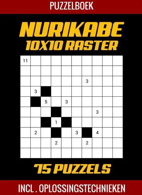 Puzzelboek - Nurikabe Puzzels - 75 Stuks - Paperback A5 - Zwart/Wit