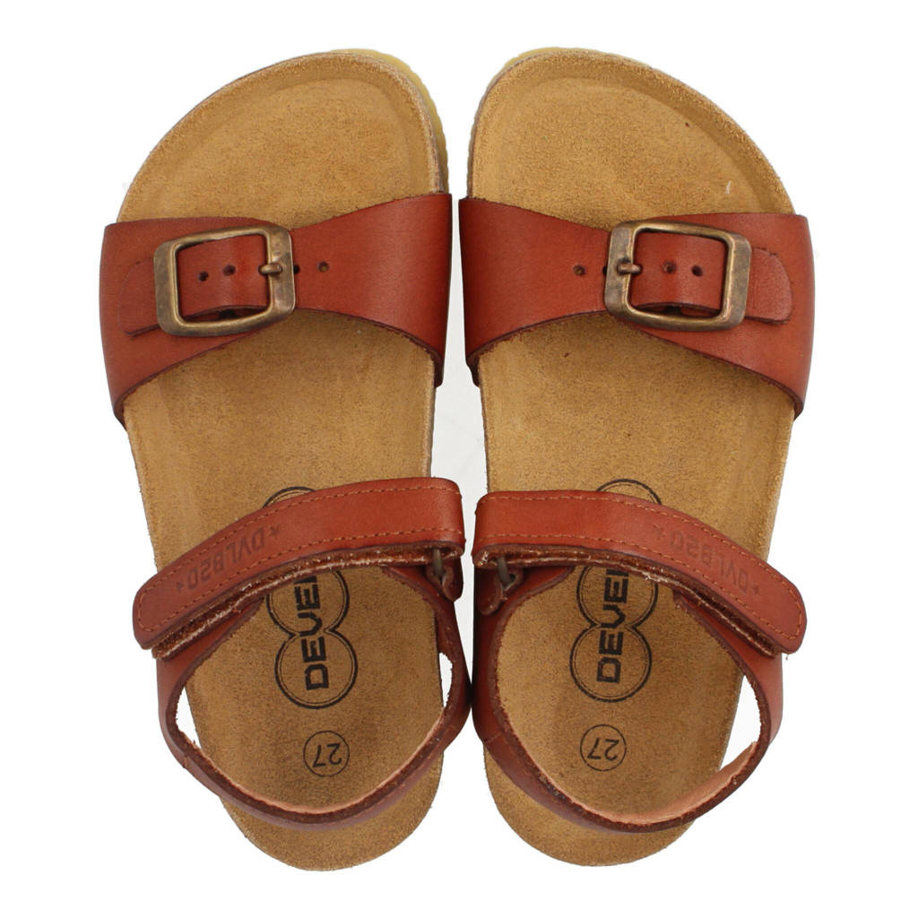 Develab leren sandalen cognac