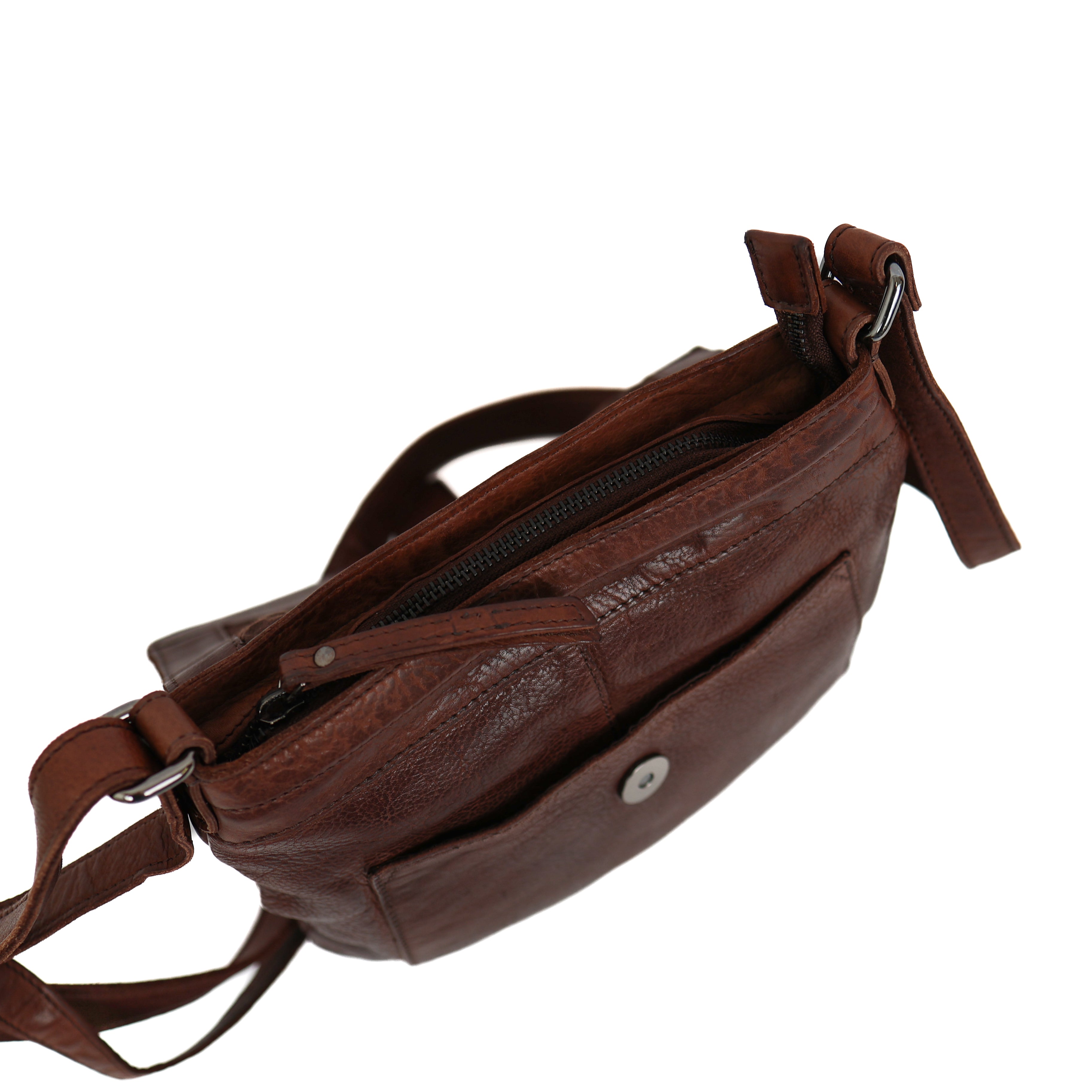 Schoudertas met flap 'Jip' donkerbruin Brown