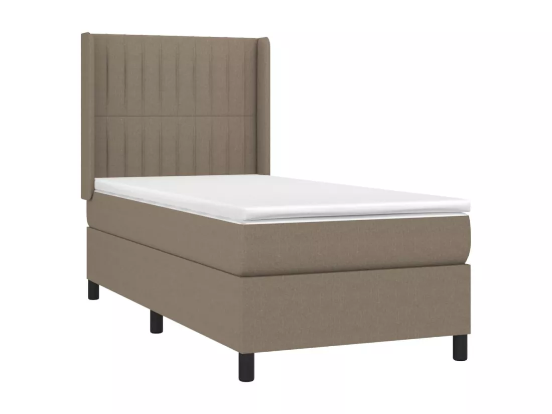 Sommier tapissier avec matelas et LED Taupe 90x190 cm Tissu