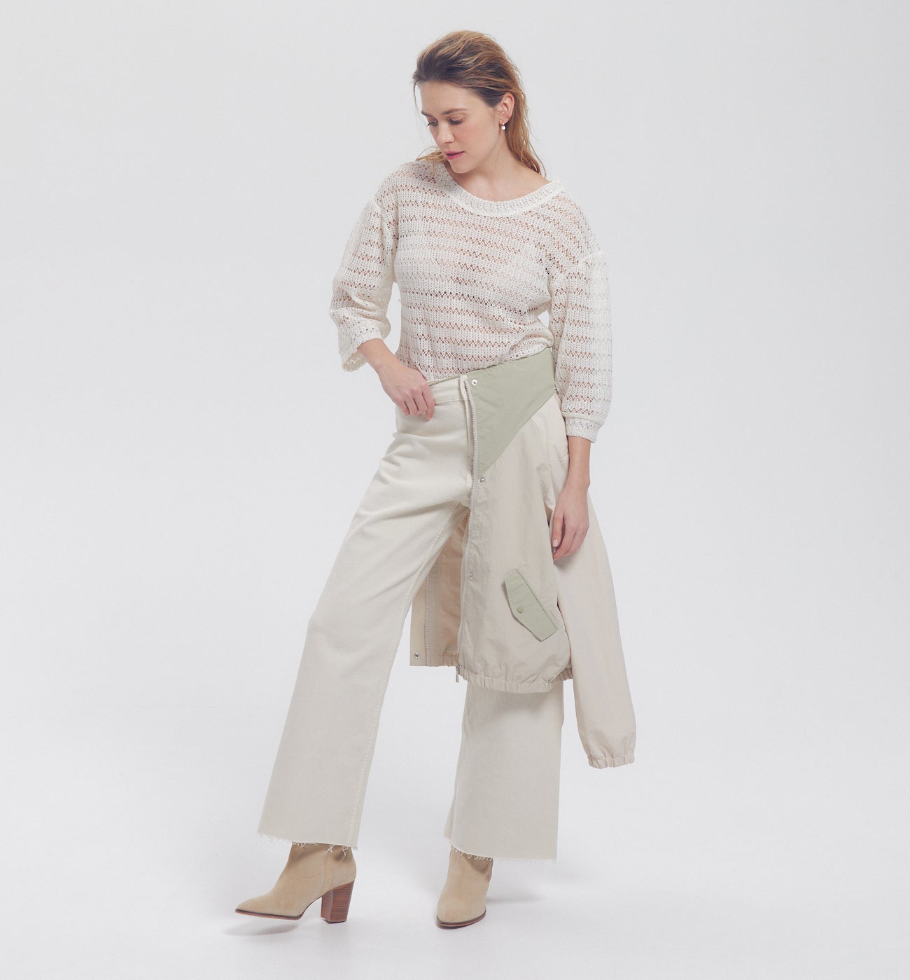 Top au crochet Femme - Beige