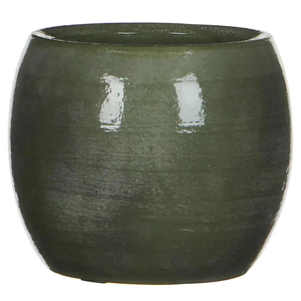 Mica Decorations Bloempot - groen - keramiek - 14 x 12 cm