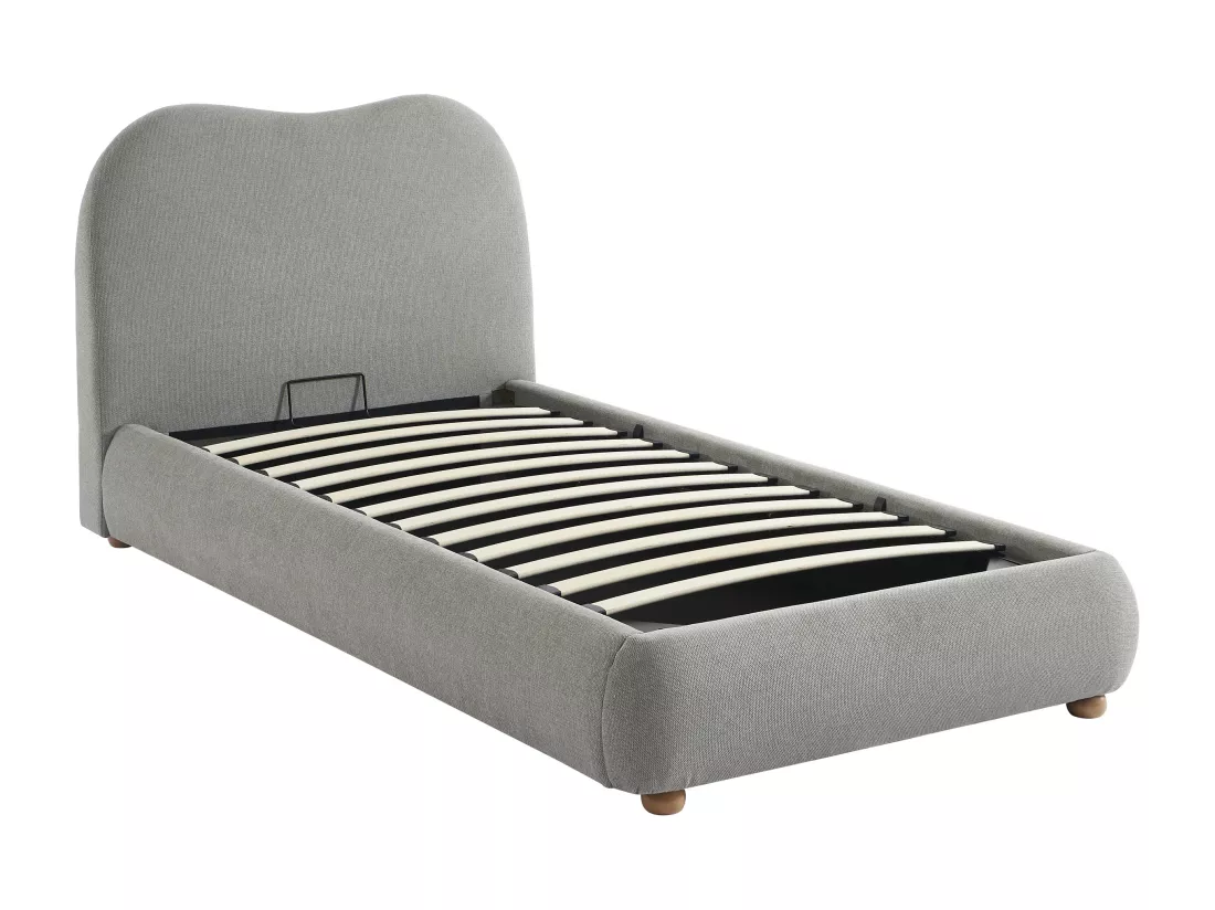 Lit coffre 90 x 190 cm - Tissu - Gris clair - VANARI